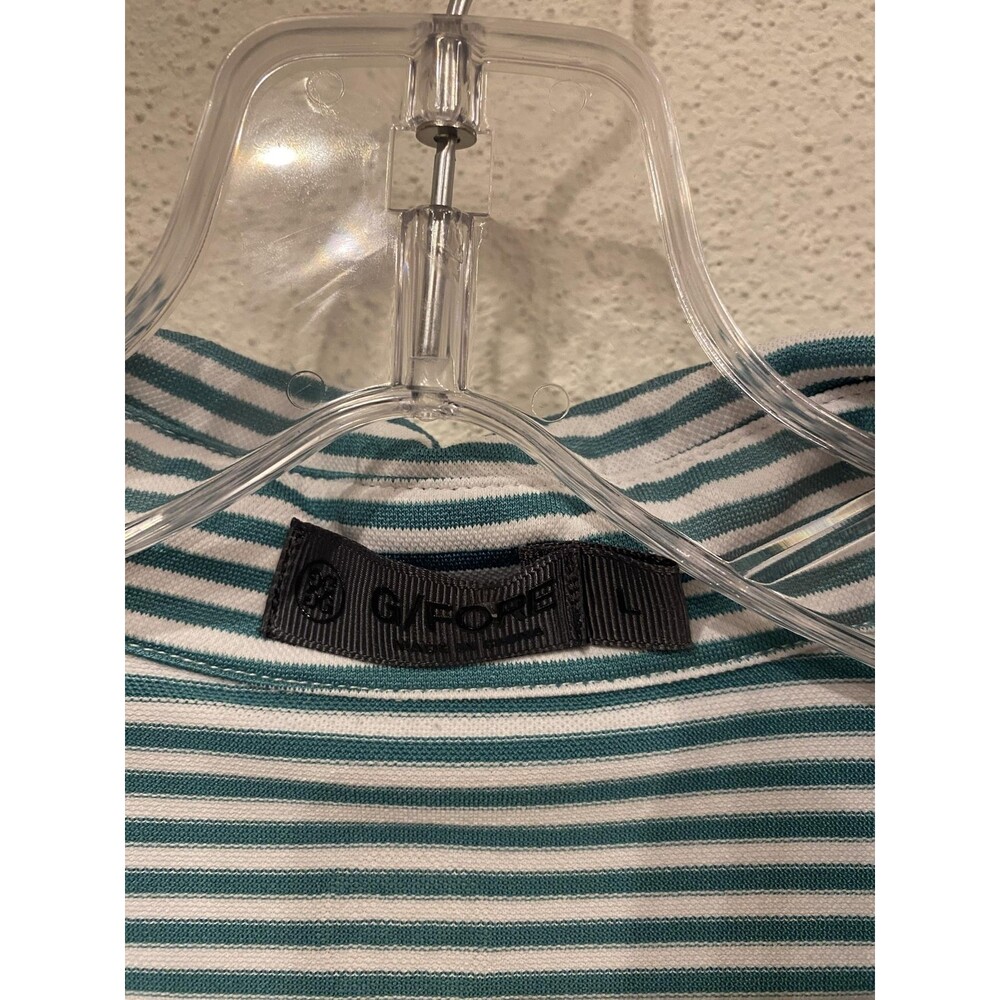 G/FORE Polo Shirt Mens Large Green Stripe Logo Golf Performance Short Sleeve - Picture 2 of 4